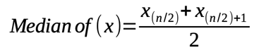 Arithmetic mean formula for even number of elements