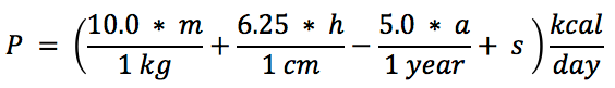 The Mifflin St Jeor Equation