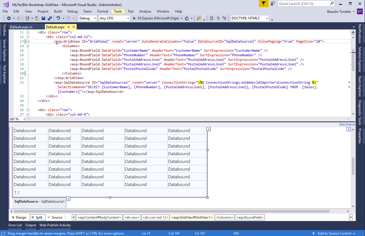 Bootstrap Table With GridView