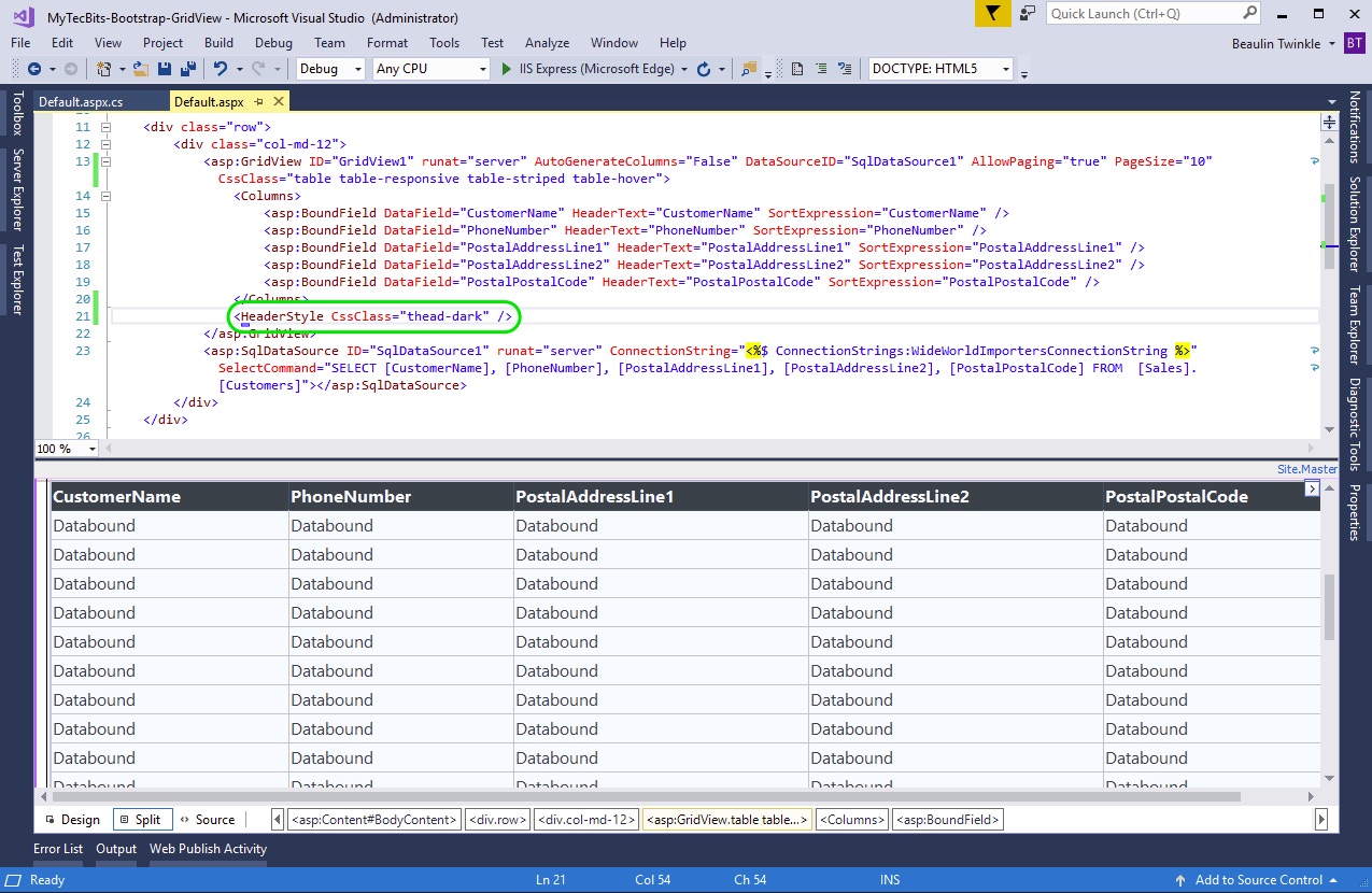 Bootstrap Table With GirdView - Header styling