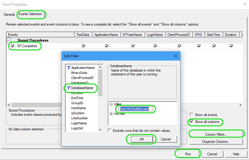 Capturing Only Stored Procedures Using Profiler