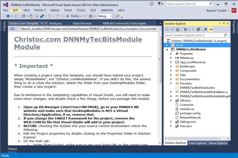 DNN Visual Studio Project Template 06