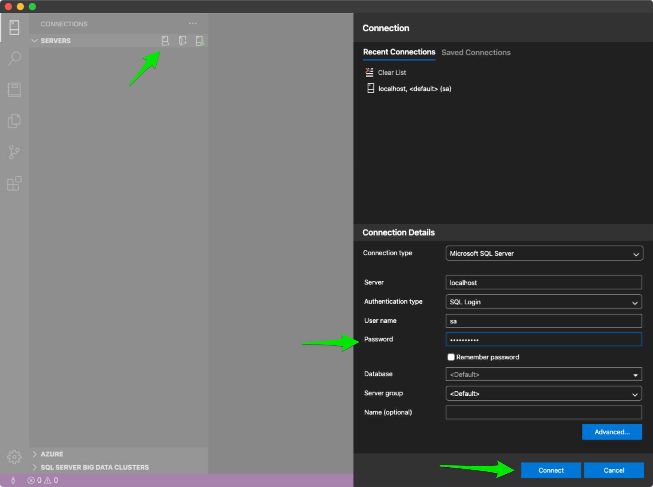 Connecting SQL Server docker image with Azure Data Studio