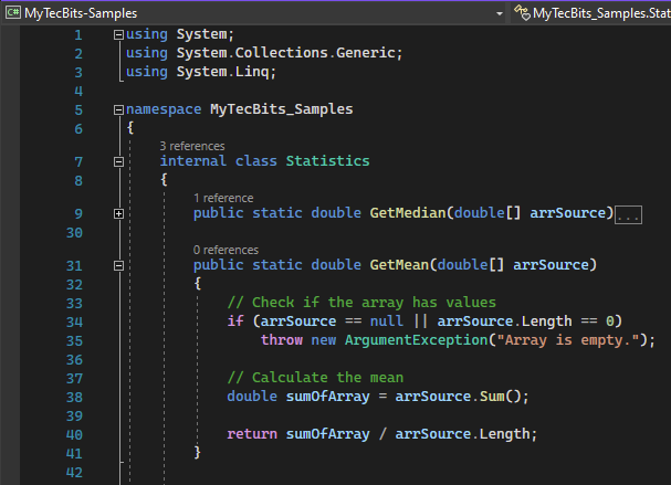 Calculate mean In C#.Net