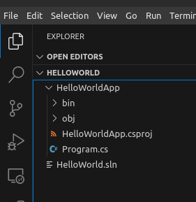 .NET solution in VS Code explorer panel