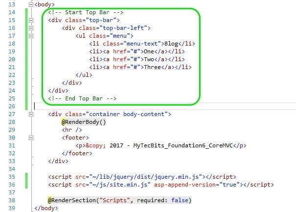 Zurb Foundation 6 with ASP.NET Core MVC 14