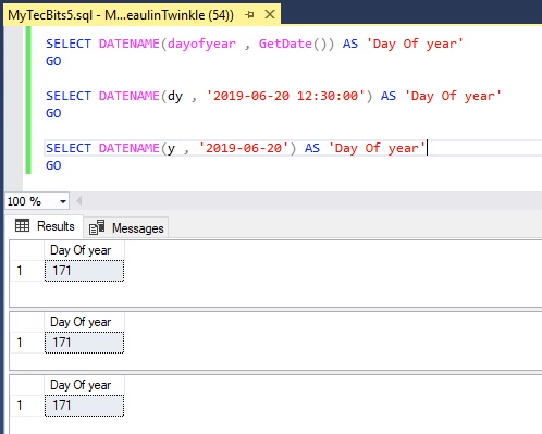 Get Day Of Year In SQL Server