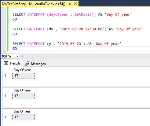 Get Day Of Year In SQL Server