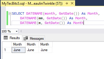 Get the name of month in SQL Server