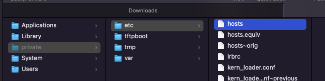 Location of hosts file on macOS