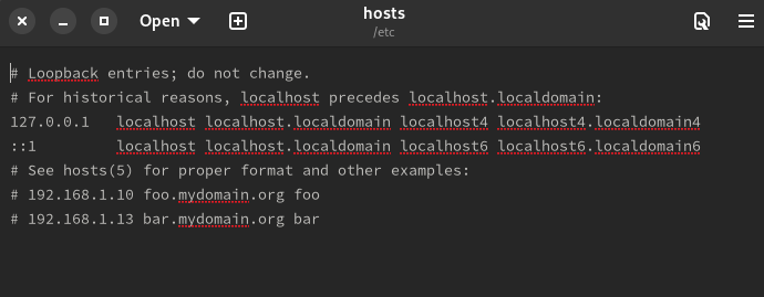 Hosts file on Linux