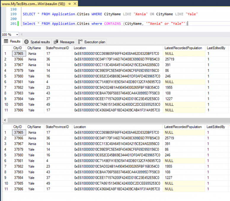 Using Like vs Contains 