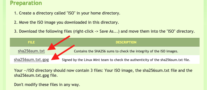 Dolwnload Linux Mint checksum files
