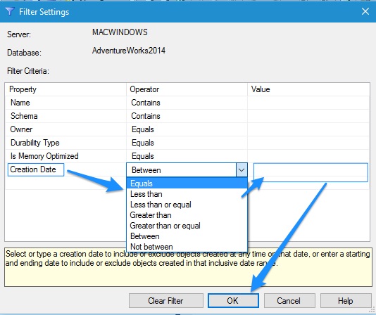 MS SQL Table Creation Date