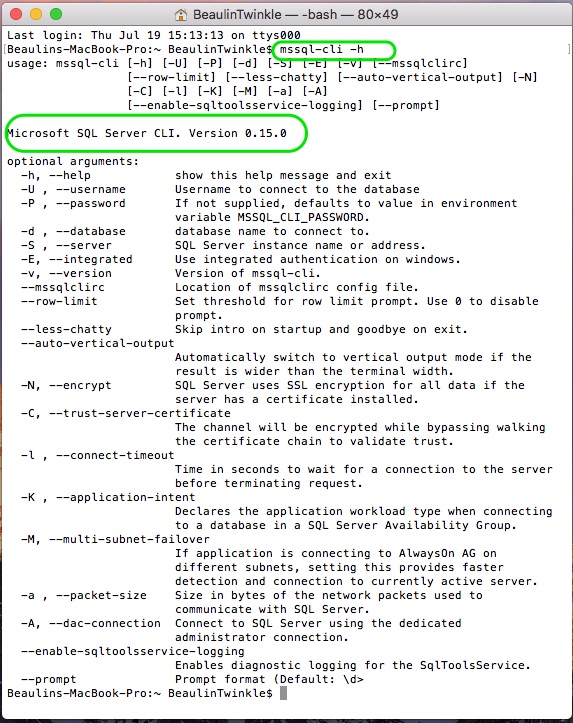 MSSQL-CLI on macOS