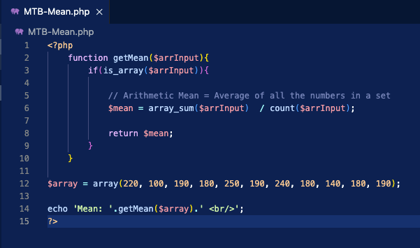 Calculate mean In PHP