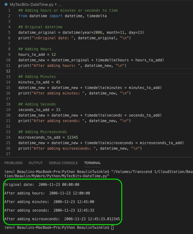 Adding hours or minutes or seconds to datetime