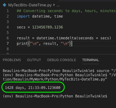 Converting seconds to days, hours, minutes and seconds i Python