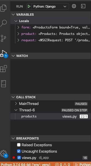 Python debugging VS Code Variables panel