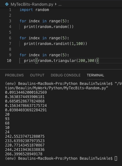 Generating random numbers in Python