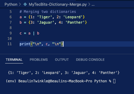 Merging two dictionaries in Python