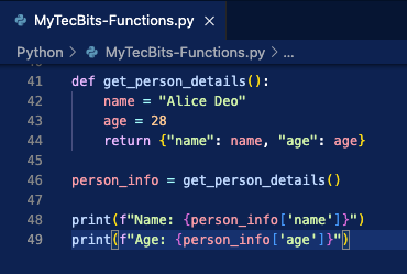 Returning multiple values from a function in Python