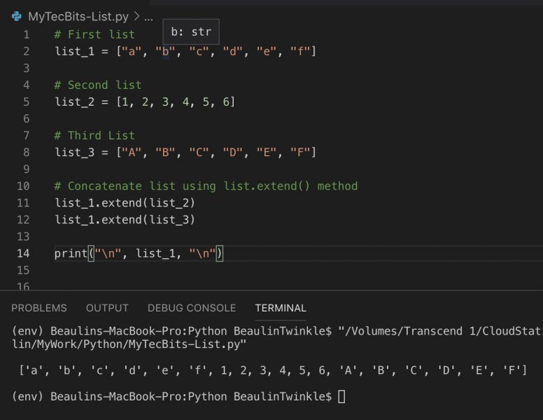 concatenate multiple lists in Python