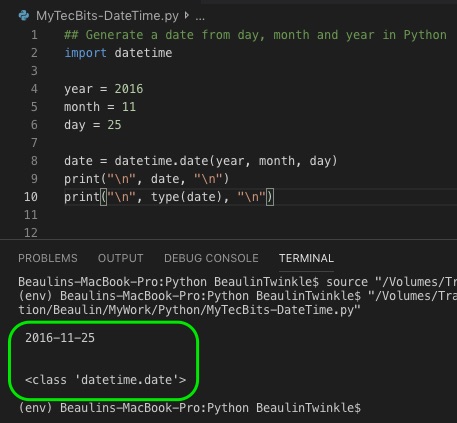 Generate date from day, month and year in Python