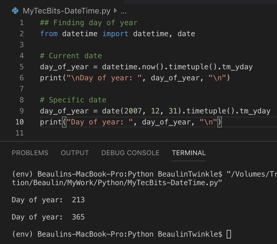 Getting day of year using timetuple