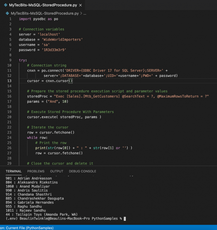 Execute SQL Server Stored Procedure From Python