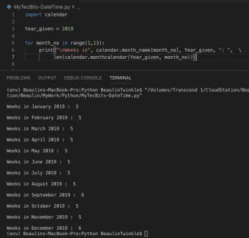 How to find number of weeks in a month in Python? | My Tec Bits