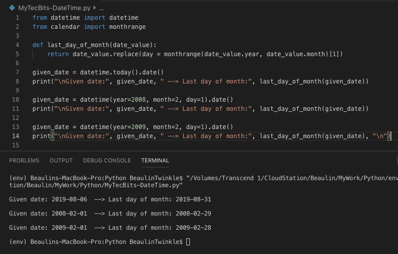Getting last day of month in Python