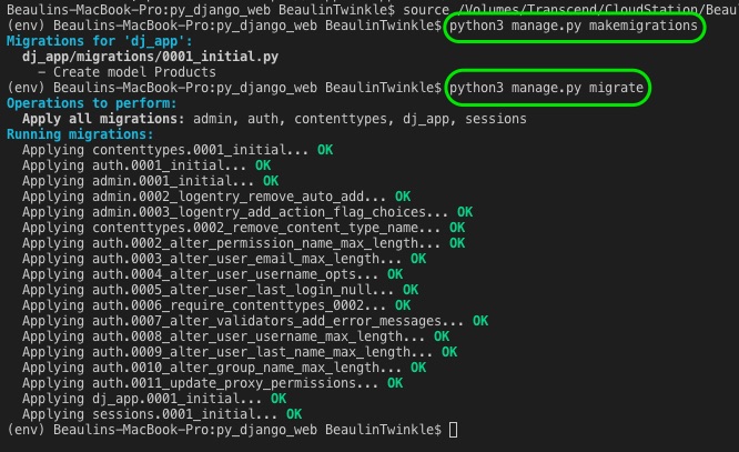 Running migration commands