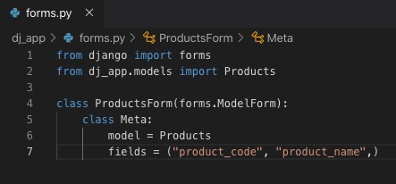 Create a form file forms.py