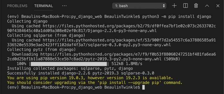 installing django and it's dependencies