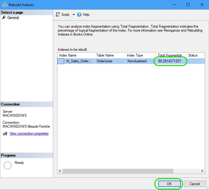 Reduce Index Fragmentation - Rebuild Index