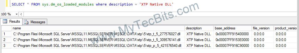 SQL 2014 IN Memory OLTP DLL