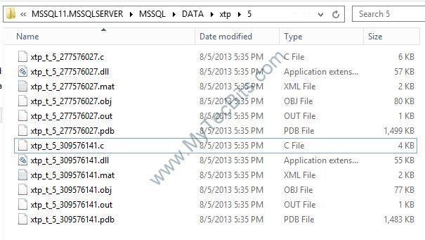 In-Memory OLTP DLLs Tables