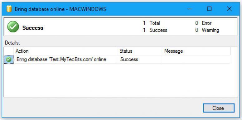 SQL Server Bringing Database Online 02