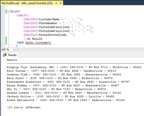 SQL Using CONCAT