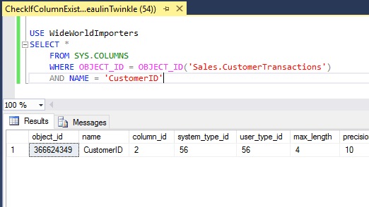 Check If Column Exists In SQL Server Table 02