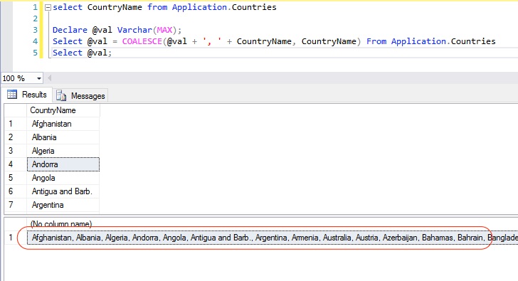 SQL Server Concatenate Multiple Rows into String