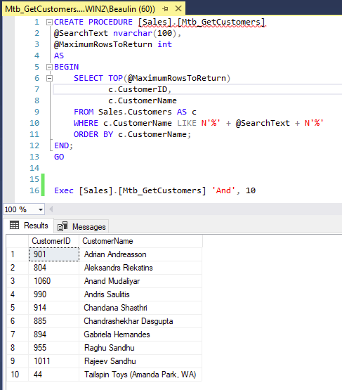 SQL Server stored procedure