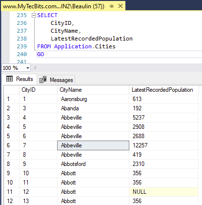 Sample data to be exported to json file