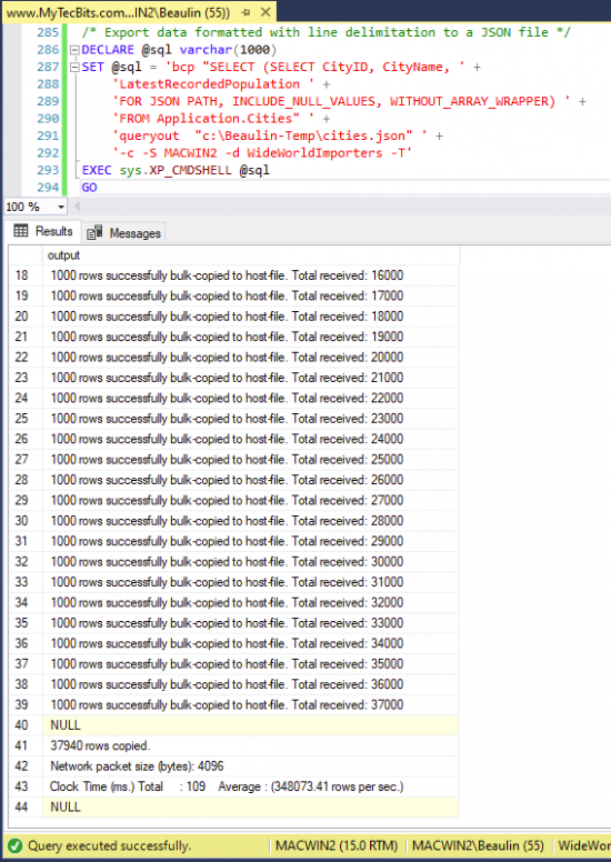 json result