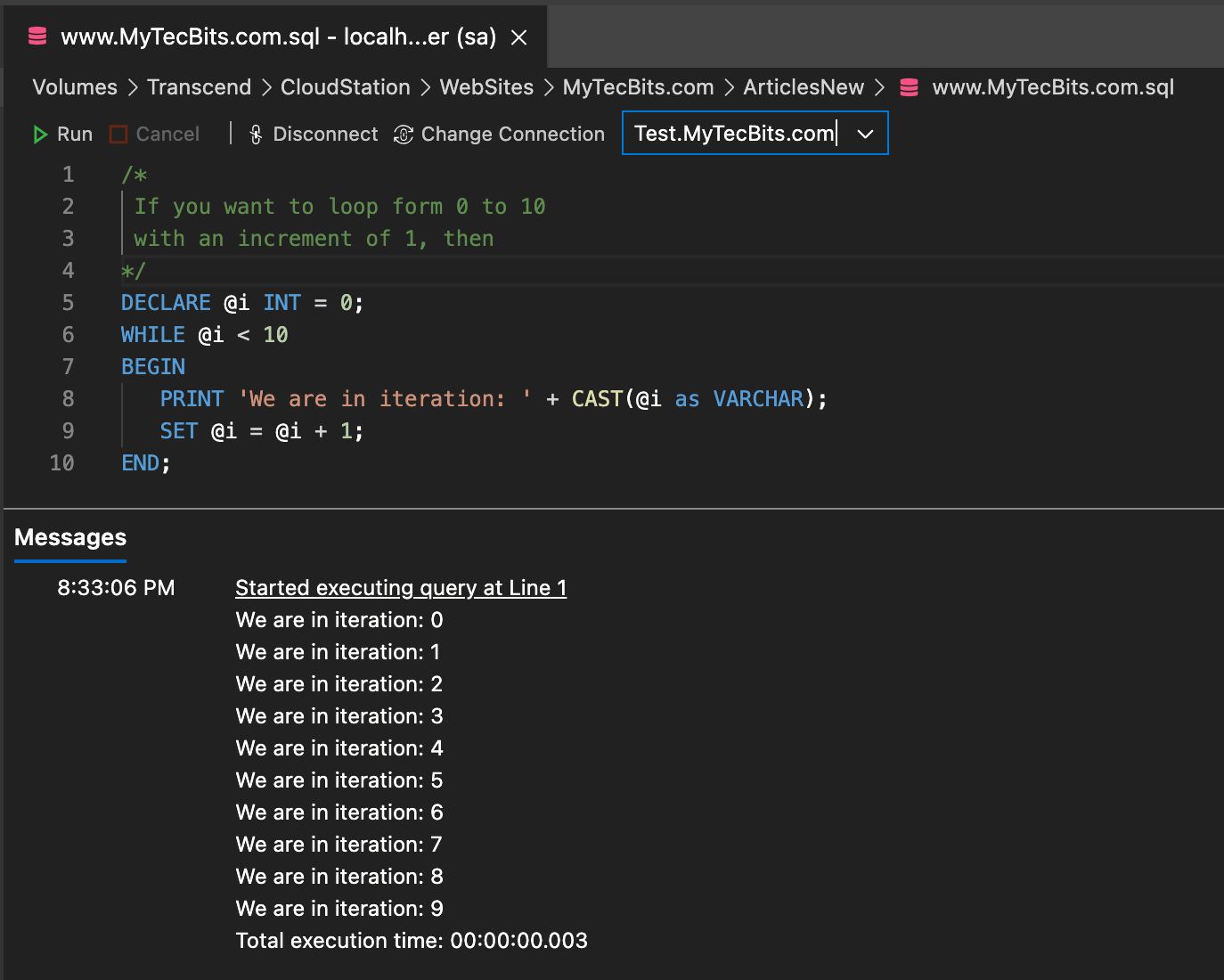 FOR LOOP In SQL Server?