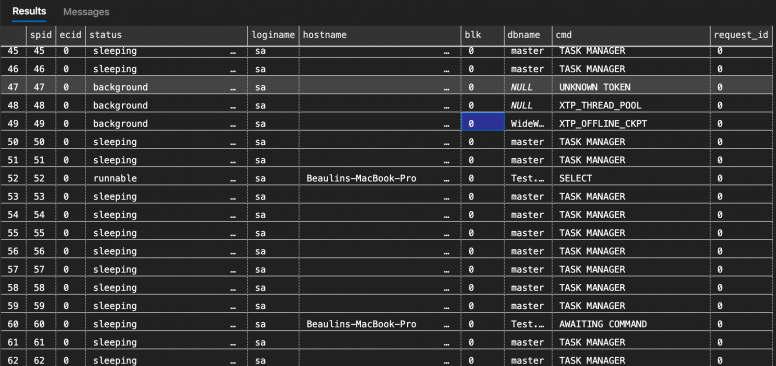 Find Active SQL Connections using SP_WHO