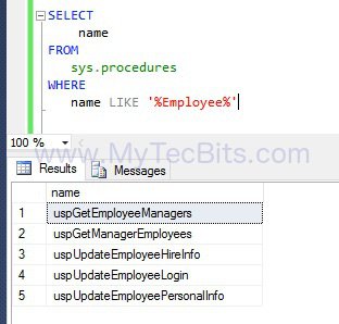 SQL Find Stored procedure By Name