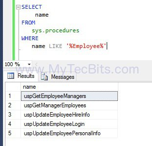 SQL Find Stored procedure By Name