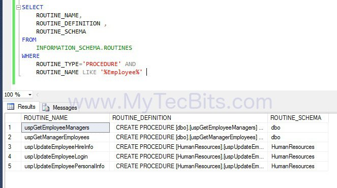 SQL Find Stored procedure by Name